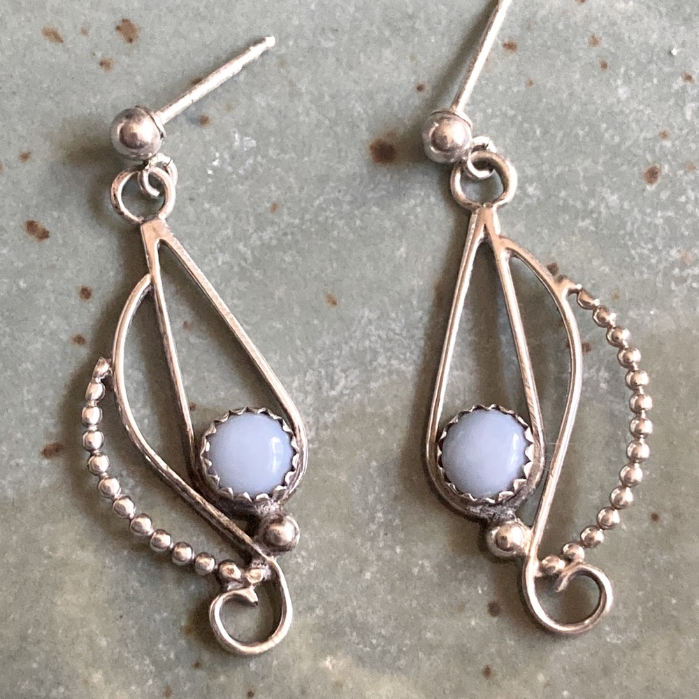 Rare Jerry Roan Owyhee Blue Opal Sterling Earrings